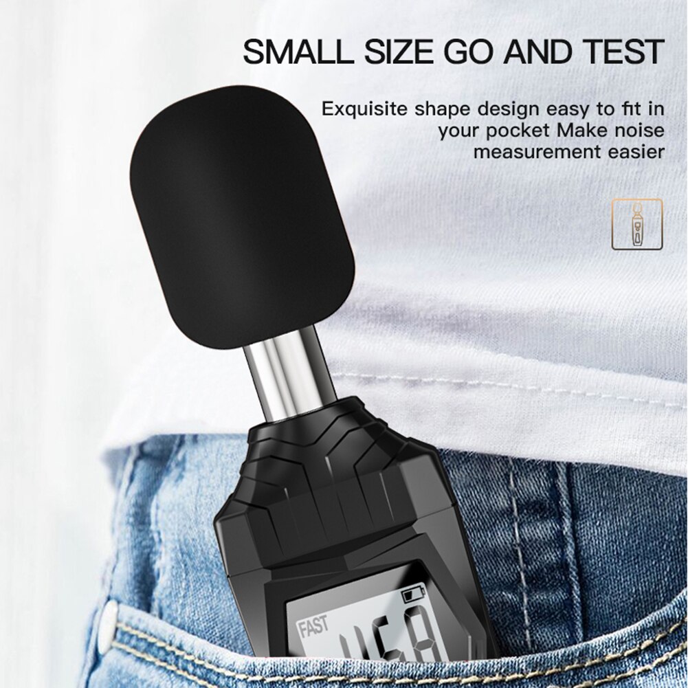 Digital Sound Level Meter Noise Volume Measuring Instrument Decibel Monitoring Tester 30-130dB Noise Measuring Instrument
