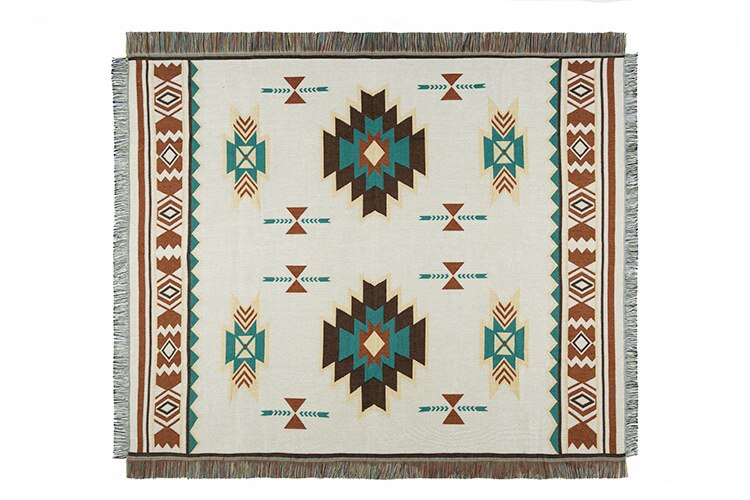 Boheme bomuld linned tæppe national vind geometri sofa tæppe seng hjem dekoration plaid hængende tæppe: 1200 mmx 1500 mm