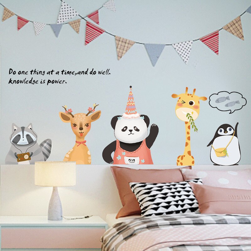 Tofok bos zittende dieren diy thuis muursticker schattige herten kinderkamer woonkamer tv bank achtergrond sticker kinderkamer decoratie
