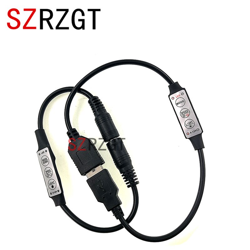 USB DC Connector LED Single Color Light Strip Controller 3Key Dimmable Controller DC5-24V