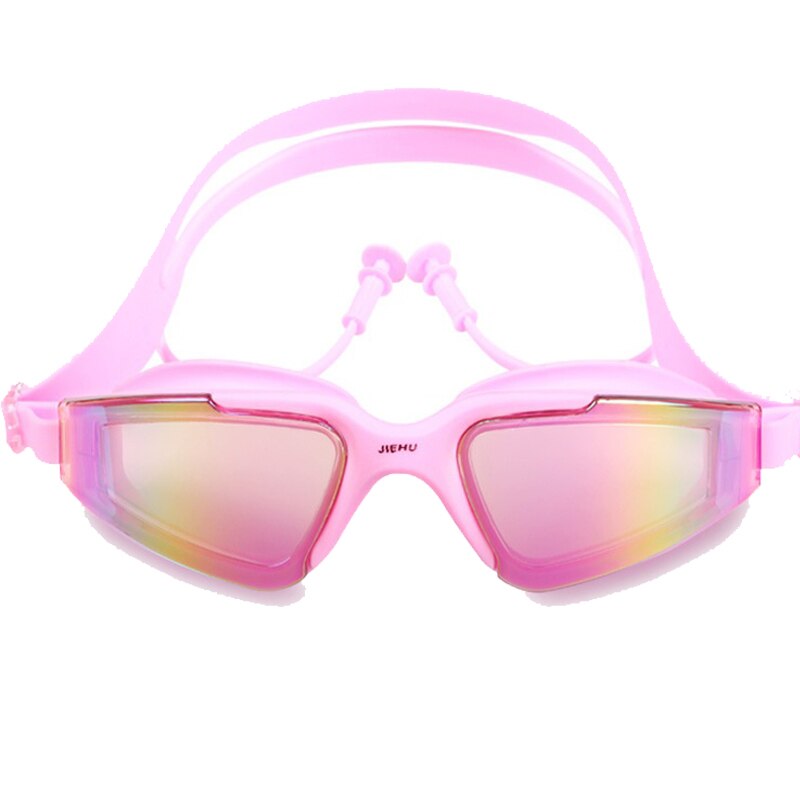 Myopia Prescription Swimming Goggles Kids girls Glasses Waterproof Anti-fog Swim Glasses Set Acetate: Pink Flat Mirror