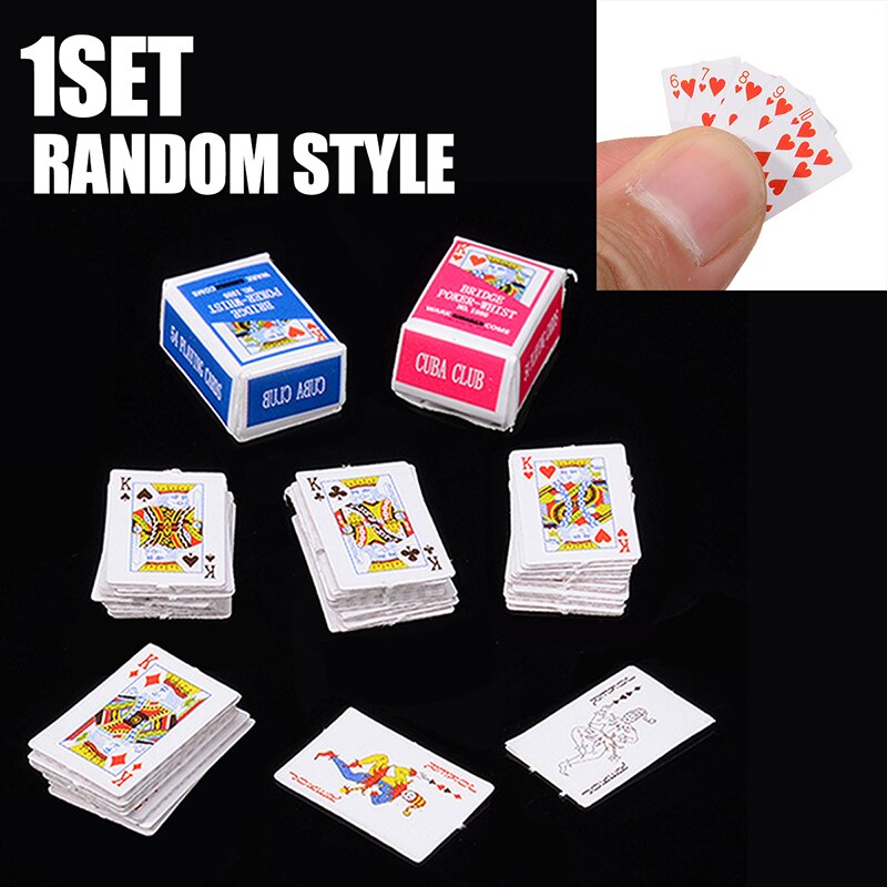 1 Set Mini Poker Playing Cards Style Random Funny Models Poker Kids Cute Miniature Card Game Toys