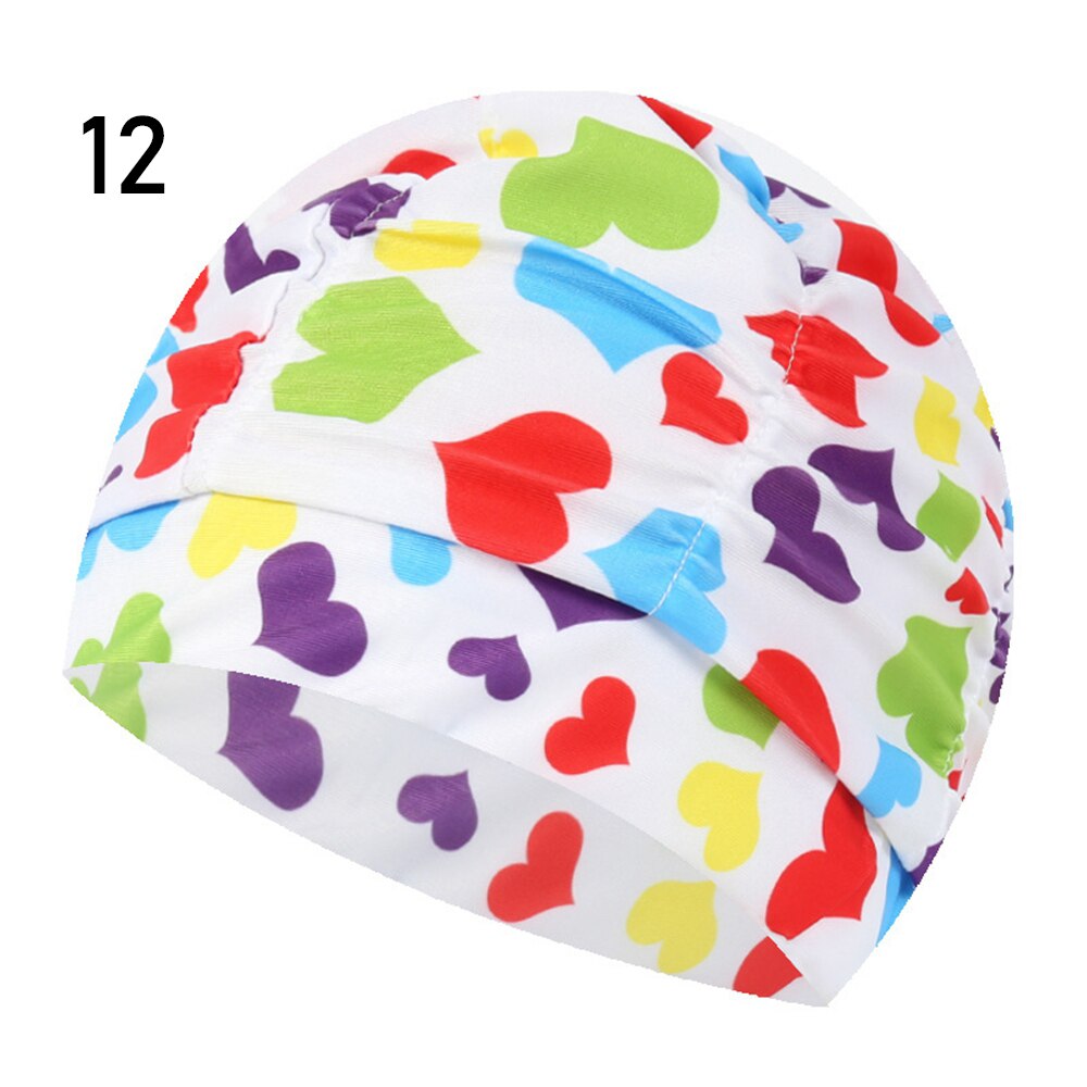 Shower Cap Elastic Nylon Turban Flowers Printed Swimming Cap Pool Bathing Hat Long Hair Protect Waterproof Hats for Men Women: 12