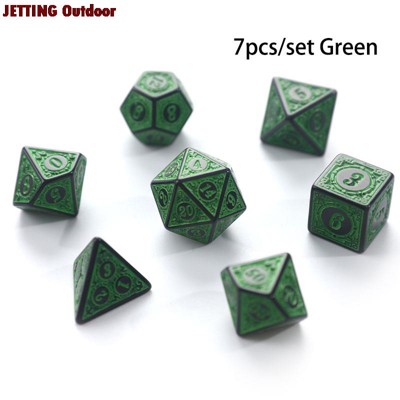7 pz/set poliedrico 7-Die intagliato modello dadi Set D4 D6 D8 D10 D % D12 D20 per RPG DND forniture di gioco: green