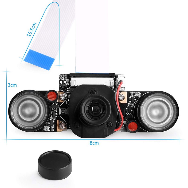 Módulo de cámara de visión nocturna para Raspberry Pi 4, Mini 5MP 1080P HD Video OV5647 Sensor Webcam Kit con ir-cut integrado