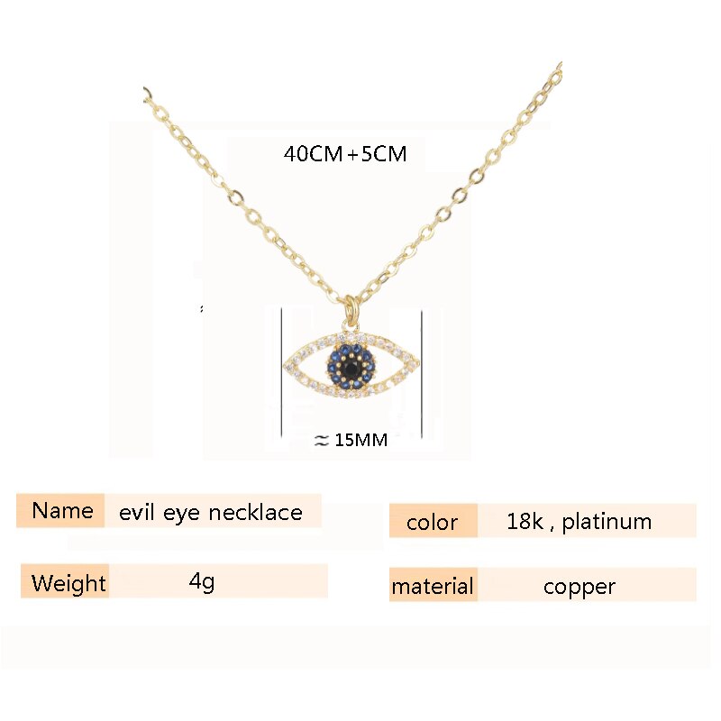 SIPENGJEL Trendy Cubic Zirconia Evil Eye Pendant Necklace For Women Korean Minimalist Necklace Girls Party Jewelry