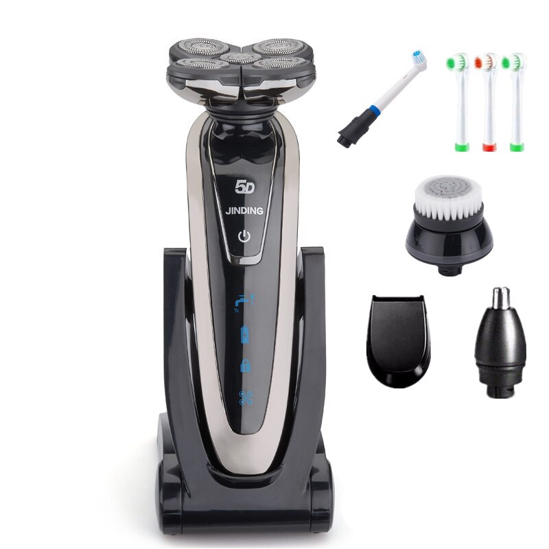 Jinding elektrisk barbermaskin vanntett skjeggtrimmer til hele kroppen, flervalgs-barbermaskin, elektrisk barberhøvel: Grå -5