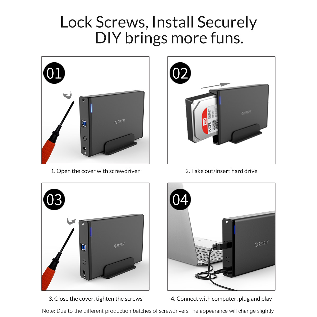 ORICO 3,5-calowa obudowa dysku twardego SATA na USB 3.0 Adapter Zewnętrzna obudowa dysku twardego 2,5" 3,5" SSD Obudowa dysku twardego do komputera PC