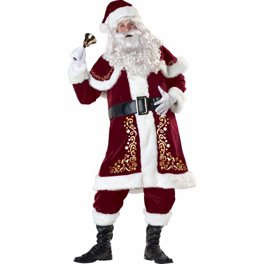 Deluxe Men Christmas Costume Cosplay Couple Santa Claus Uniform