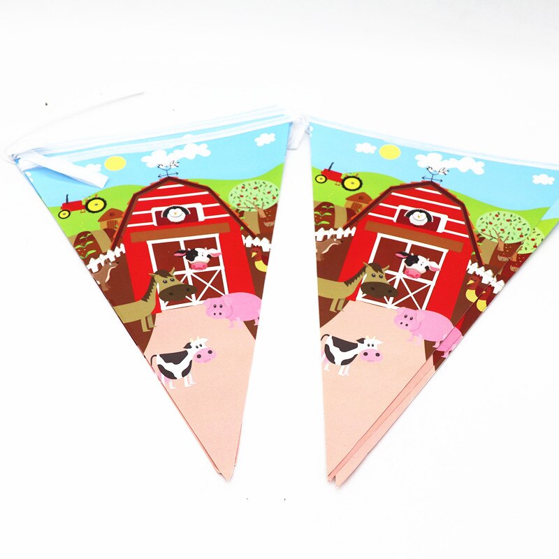 Vaisselle jetable à thème d'animaux de ferme, fournitures de fête d'anniversaire, serviettes en papier de Jungle, décoration de Ranch et de Zoo, assiettes: Banner 1set