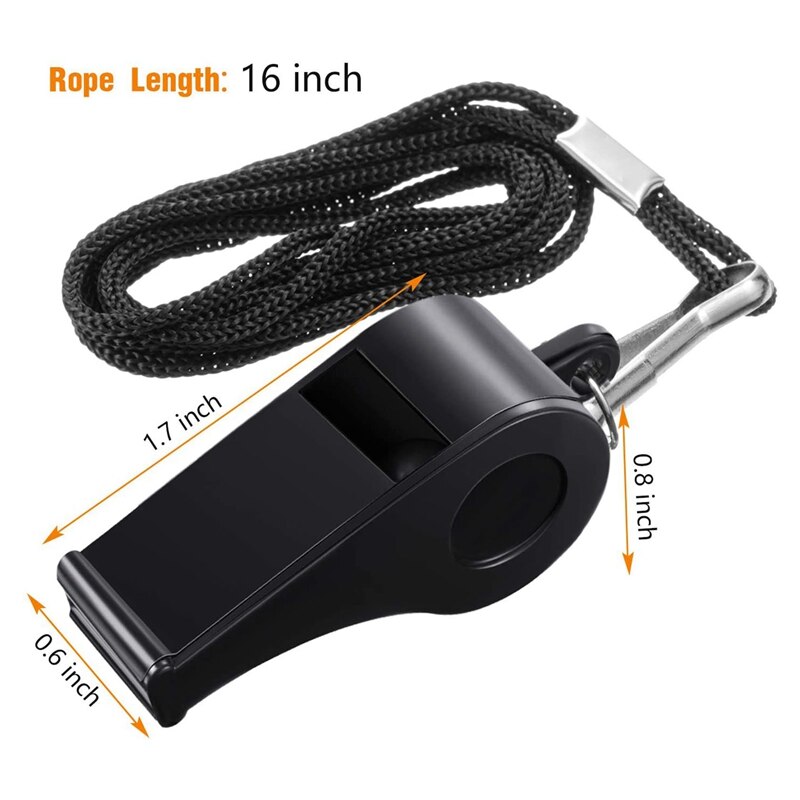 100 Pcs Zwarte Lanyard Plastic Fluitjes Coaches Scheidsrechters Fans Juichen Student Fluitjes Emergency Survival Fluitjes Bulk