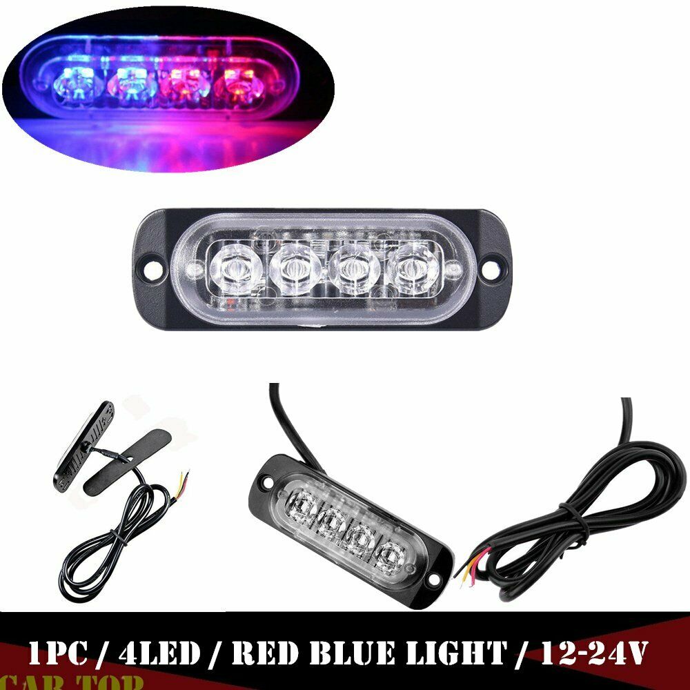 1/2 stücke 4 LED Strobe warnen Licht Strobe Gitter Blinken Lichtbalken Lkw Auto Leuchtfeuer Lampe Bernstein Blau verrotten Verkehrs Licht DC 12V-24V