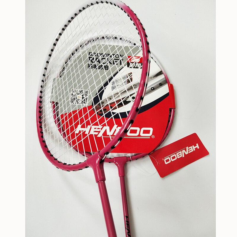HENBOO Badminton Racket Set Family Double Iron Alloy Badminton Racket Lightest Durable Standard Use Badminton 2301