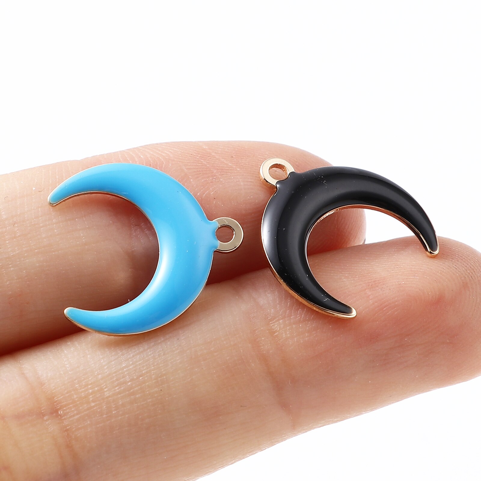 5 sztuk galaktyka księżyc stylu uroki wisiorek dla tworzenia biżuterii kolorowe pół księżyc dwustronne emaliowane cekiny wisiorek naszyjnik DIY