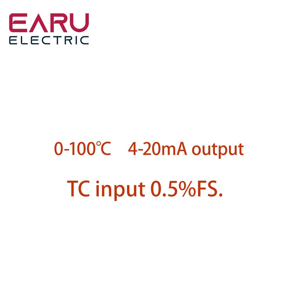 Programmable Thermocouple K J PT100 to 4-20mA Converter TC RTD Input 4-20mA Output Head-mounted Temperature Transmitter: 0-100 TC input 0.5