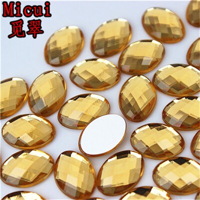 Micui 100Pcs 10*14mm Oval Shape Flat Back Rhinestone Applique Acrylic Stone Crystals Non Hotfix Crafts Jewelry Accessories MC772: Light coffee