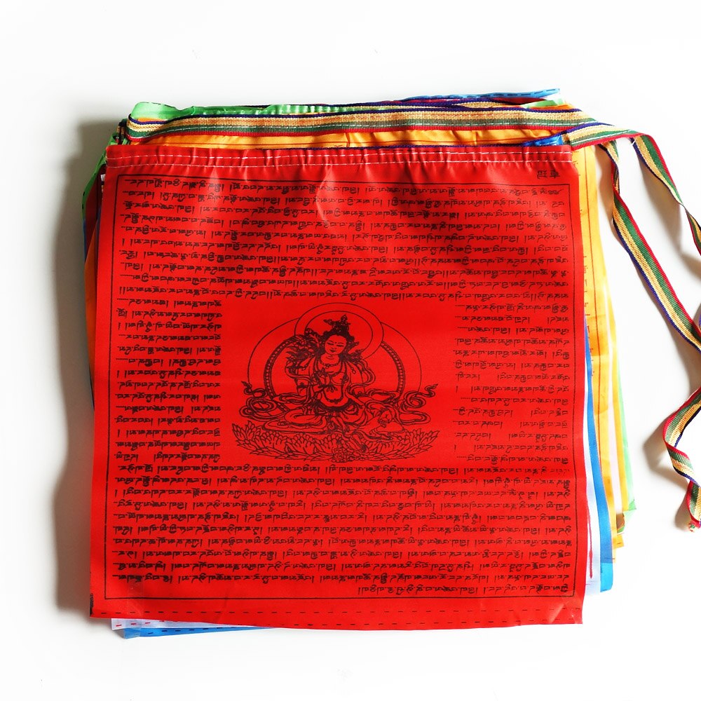 13"x13.8" Tibetan Buddhist Wind Horse Prayer Flags,Green Tara Buddha statue scripture flag 20 Set, Outdoor Decor Garden Flags