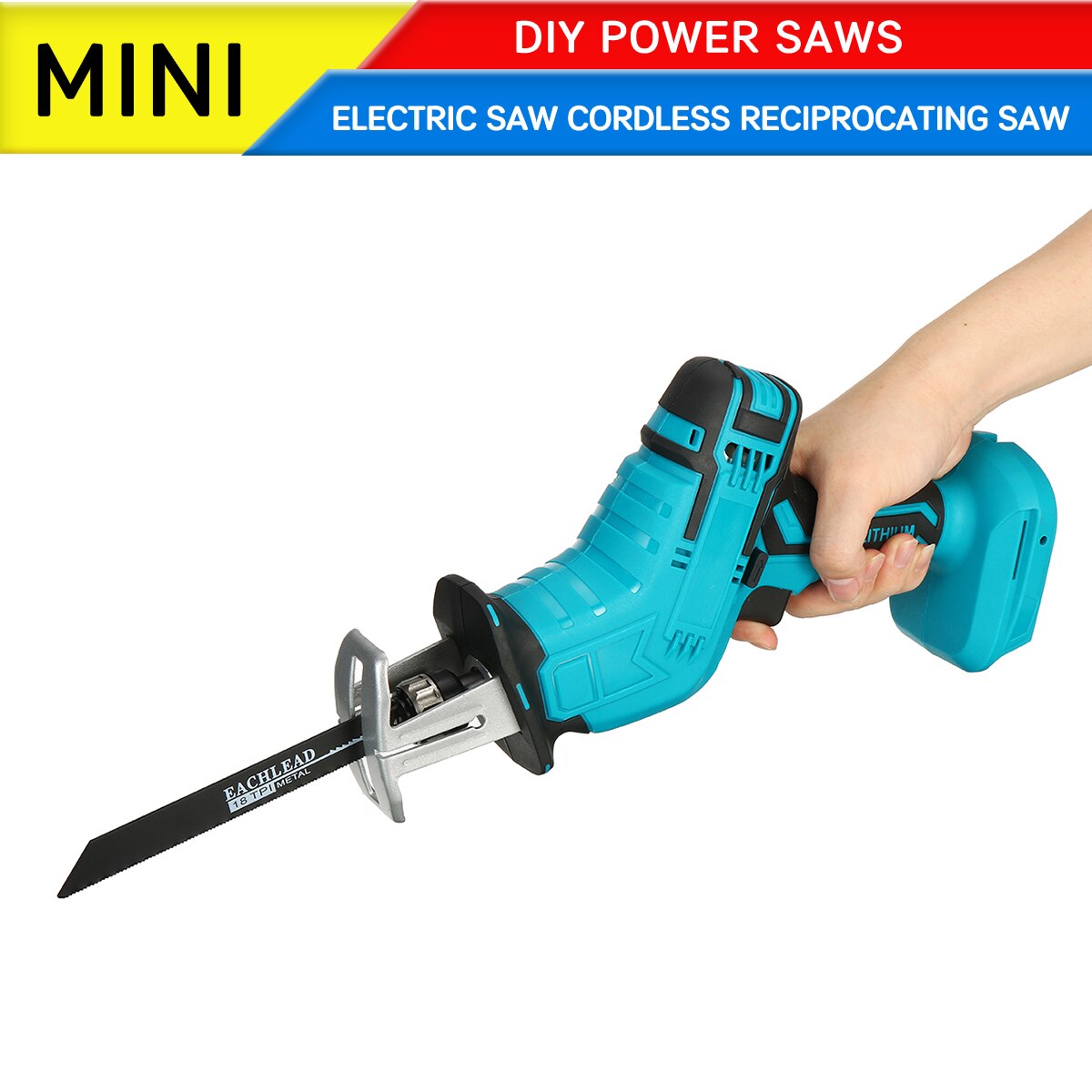 Mini Electric Saw Cordless Reciprocating Saw With 4 Saw Blades Woodworking Cutting DIY Power Saws Tool For 18V Makita Battery