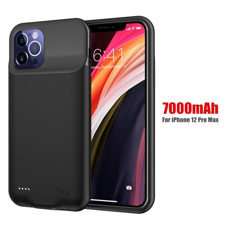 Amstar odporny na wstrząsy futerał na ładowarkę do iPhone 12 Pro Max 12 Mini Powerbank Case zewnętrzny zestaw do ładowania baterii: Black 12 Pro Max
