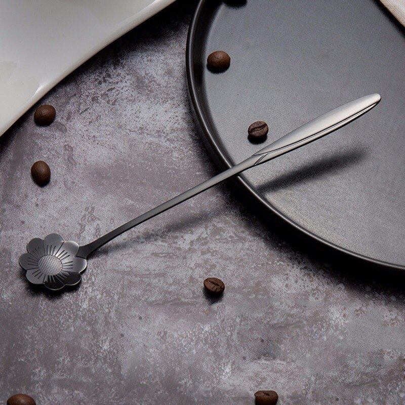 16 Types Stainless Steel Spoon With Long Handle Ice Spoon Coffee Spoon Flowers Heart Shape Dessert Spoon Kitchen Gadget: 3
