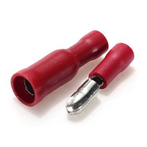 CNIM 100x Cable lugs Round sockets + Round connector crimp Set Red