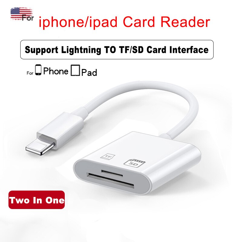 Lector de tarjetas Micro SD adaptador de tarjeta SD USB 3,0, palo de memoria para iphone, iPad, iOS13, adaptador Lightning a cámara, lector de tarjetas USB: iP 1 To SD TF