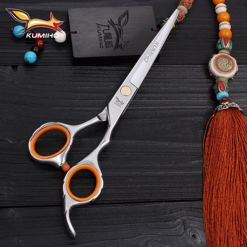 KUMIHO hair cutting scissors with micro serrated blade hair scissors mirror polished hair shear 6 inch