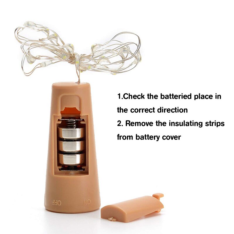 Cadena de luces led para botellas de vino con corcho, 20 luces led para botellas, batería de corcho para fiestas, bodas, navidad, halloween y decoración de bar.