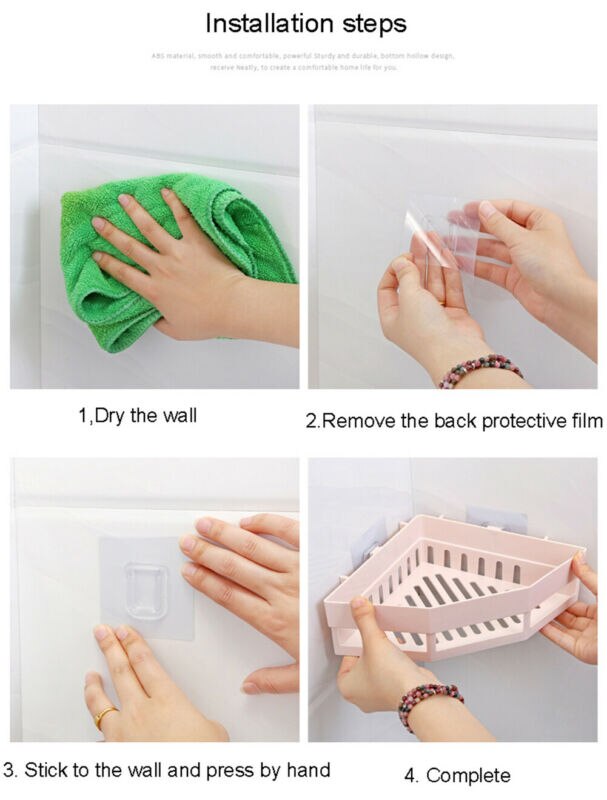 Seamless Sticker Triangle Shelf Toilet Storage Rack Kitchen Bathroom Toilet Shelf Corner Storage Rack