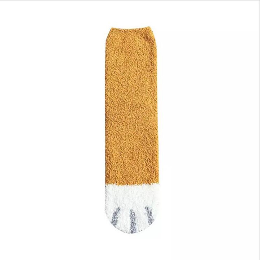 Chaussettes en patte de chat chaudes d'hiver pour femmes, molleton de corail épais pour filles, chaussettes de sommeil floues, maison, chaussettes en griffe Kawaii, noël: B6