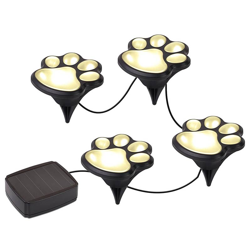 Solcellekat dyr poteaftryk lys led solcellelamper have udendørs lanterne led sti dekorativ belysning fodspor lampe: Varm hvid