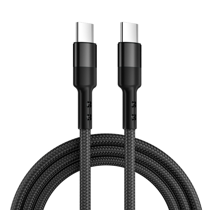 Nylon usb c til usb c kabel  (3ft/6ft 60w)  usb 2.0 type c ladekabel til ipad mini 6,  ipad pro, ipad air 4,  macbook: Sort / 1m