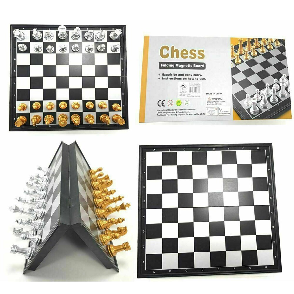 Magnetic Chess Set Folding Plastic Chessboard Lightweight Board Educational Toys Magnetic Chessboard Golden And Silver Chess Toy