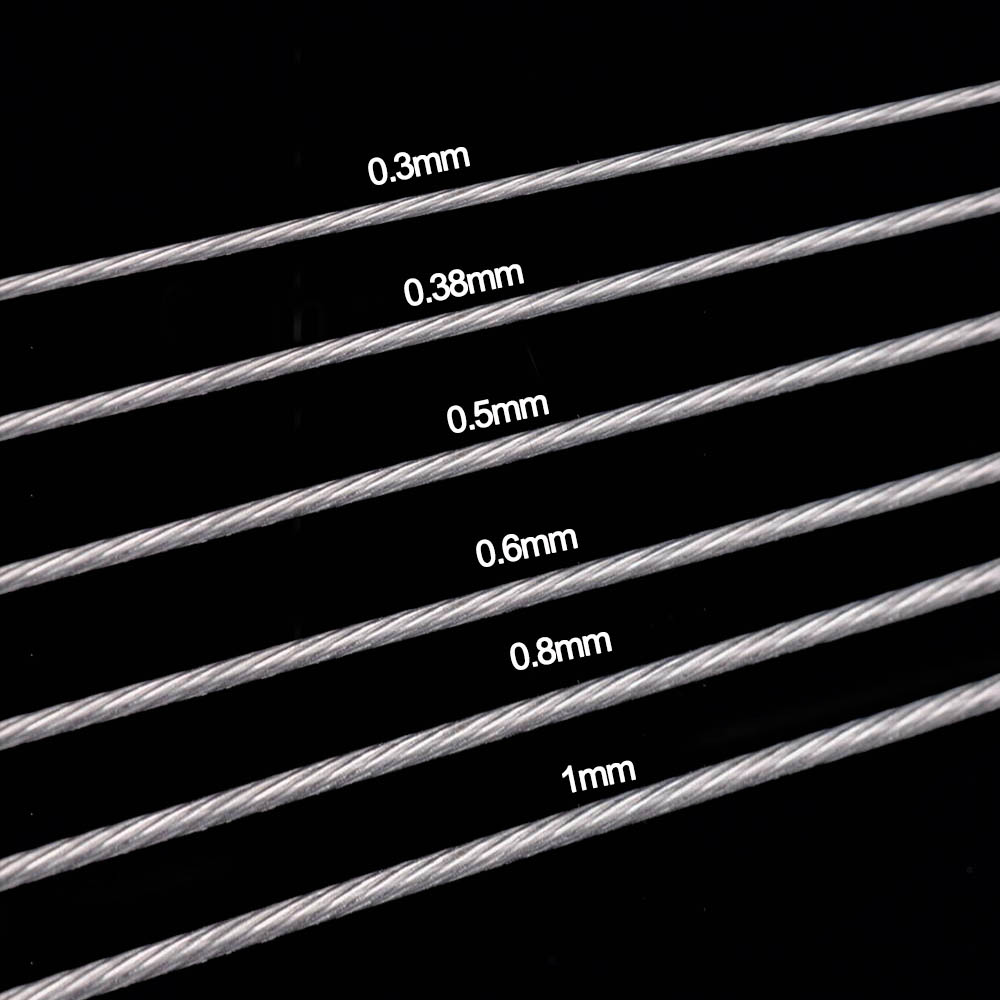 Alambre de acero inoxidable 0,3/0,38/0,5/0,8/1mm, 7 hebras, cuerda de cuentas de cola de Tigre, cuerda de hilo para pulsera artesanal, fabricación de joyas