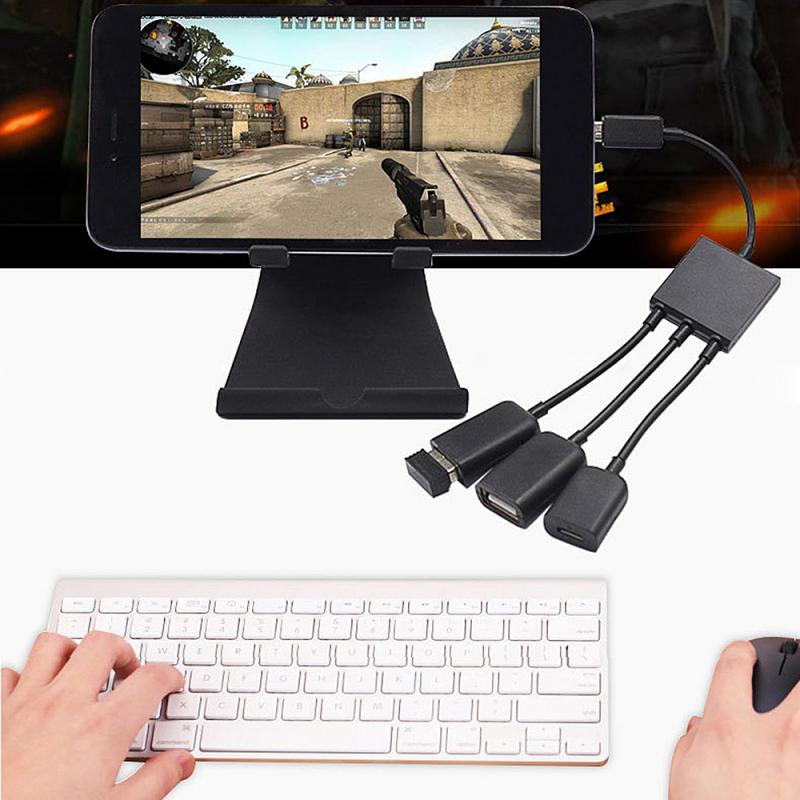 Multifunctional 3 in 1 Micro USB OTG Game Mouse Cable Data Transfer Micro USB Male to Female Adapter Keyboard Adapter Cable