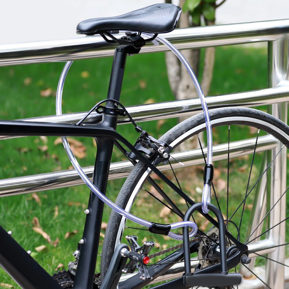 1pc Security Double Loop Coated Bike Lock Wire Bike Lock Cable For D-Lock U-Lock
