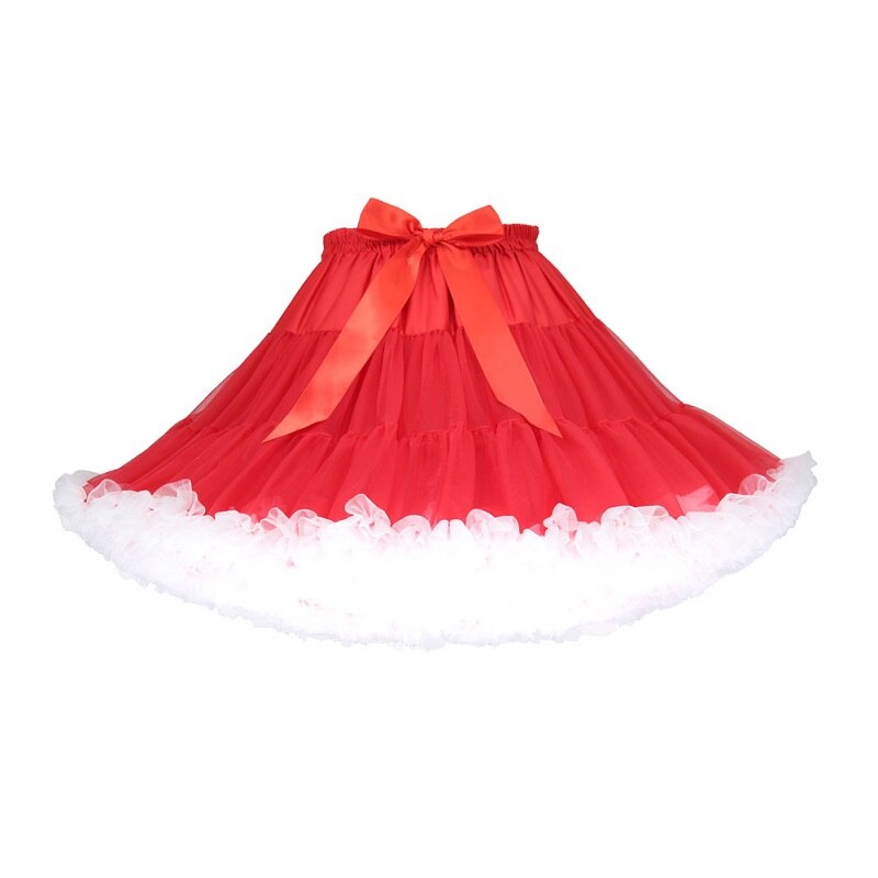 Korte Puffy Cosplay Rode Lolita Petticoat Crinoline Halloween Roze Tule Jurk Onderrok Rockabilly Volwassen Tutu Rok Jupon Femme: Red plus White
