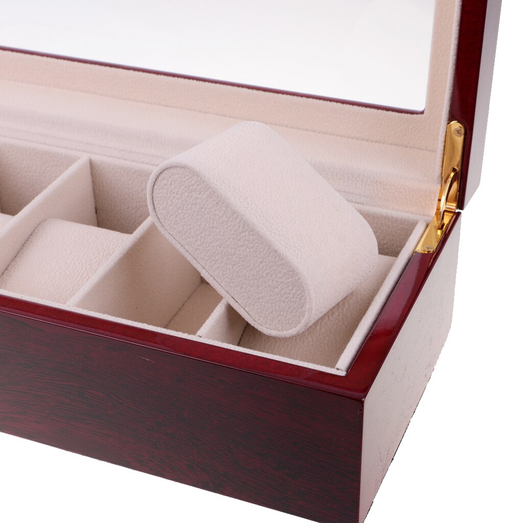 6 Grid Sieraden Horloge Collectie Display Organizer Houten Box Case