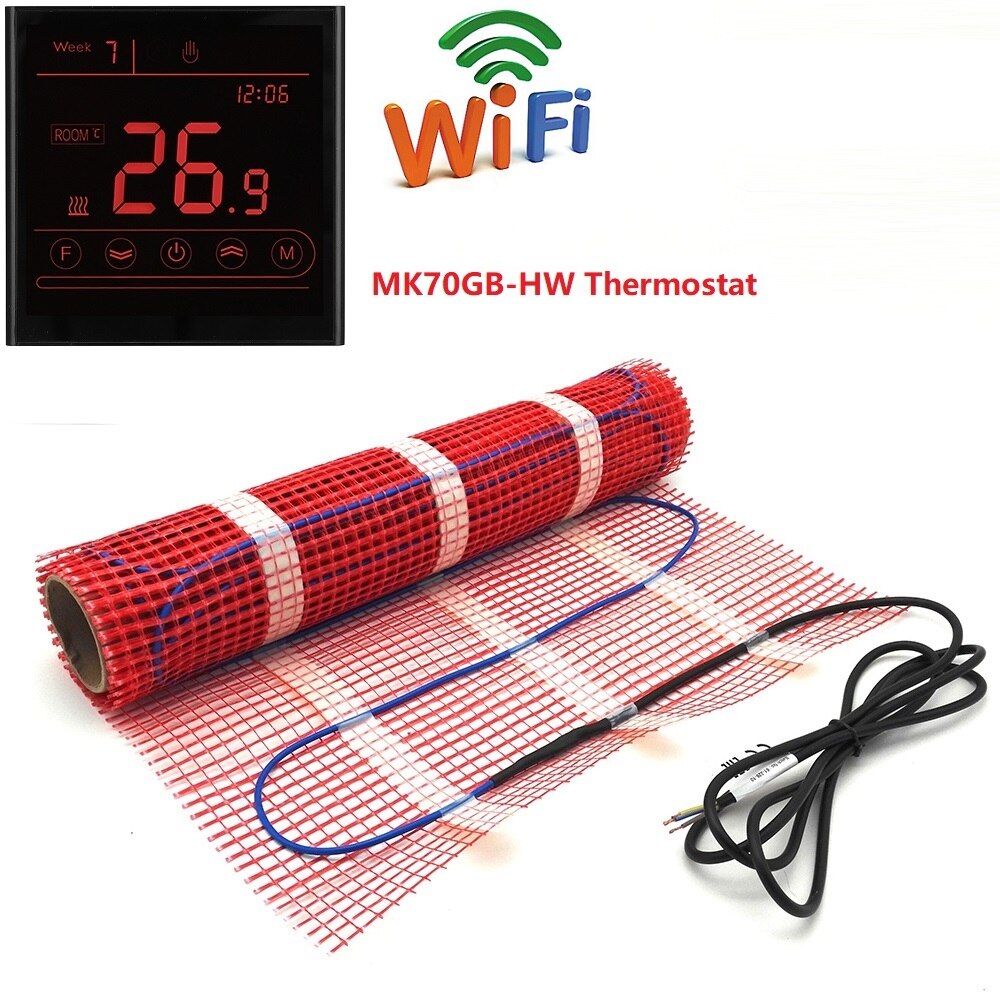 50cmX1m Warm Floor Heating Mat 220V 150w/m2 Room Heater with WiFi Thermostat: with MK70GB-HW