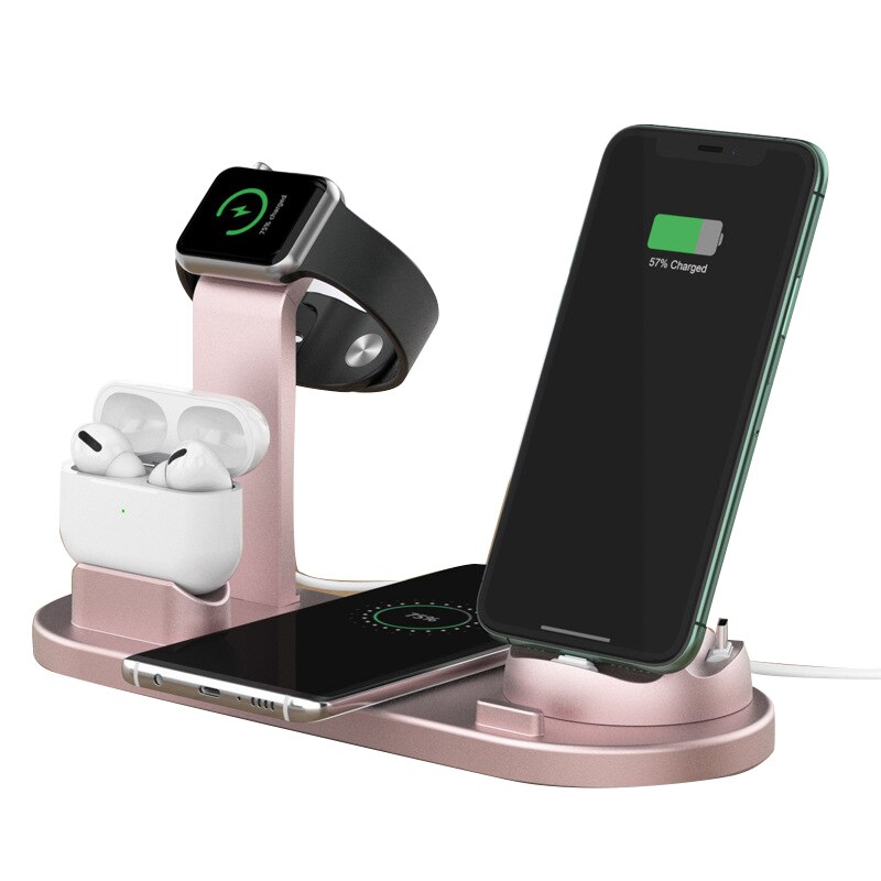 3 in 1 Schnelle Drahtlose Ladegerät Induktion Ladestation für IPhone Huawei Xiaomi Samsung Ladung Dock Bahnhof für Apfel Uhr: rosa