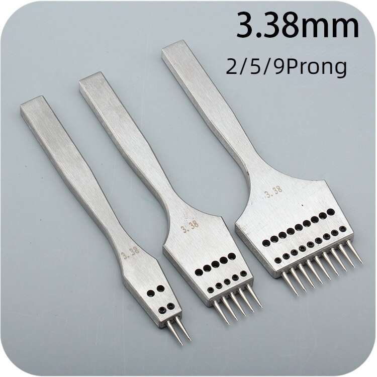 Sharp Head Round Hole Puncher Stainless Steel DIY Handle Row Punching Tools Replaceable Head Leather Tools: 3.38mm
