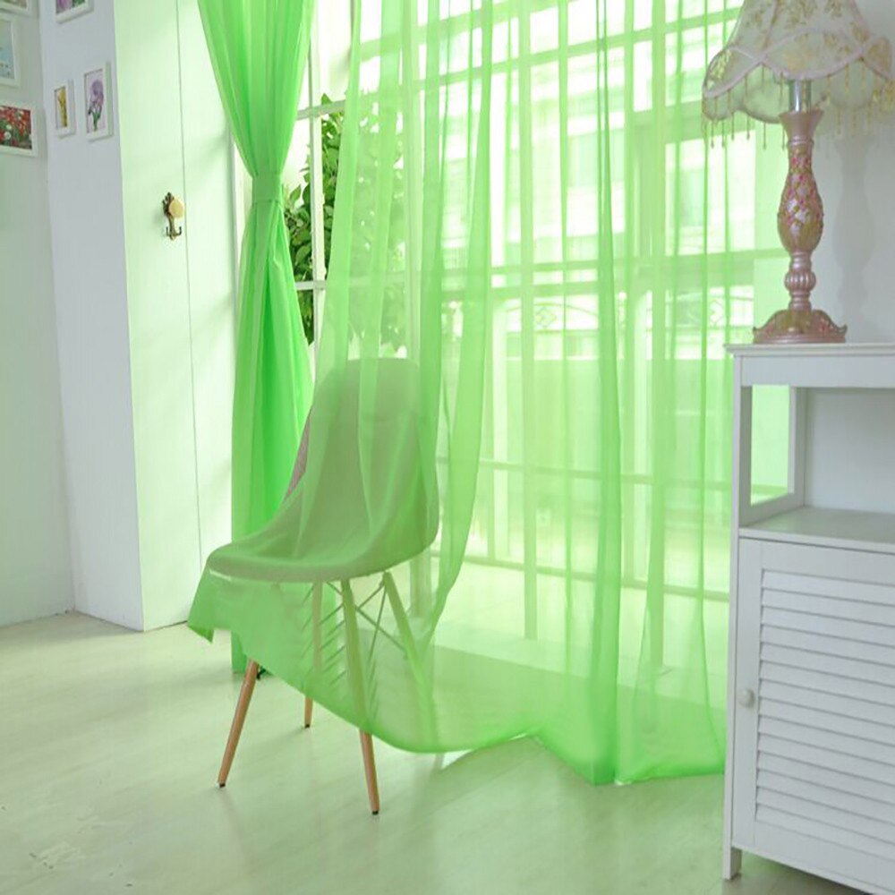 1 Pcs Pure Color Tulle Door Window Curtain Drape Panel Tulle Window Curtains For Living Room Bedroom Tulle Voile Cafe Curtains: C