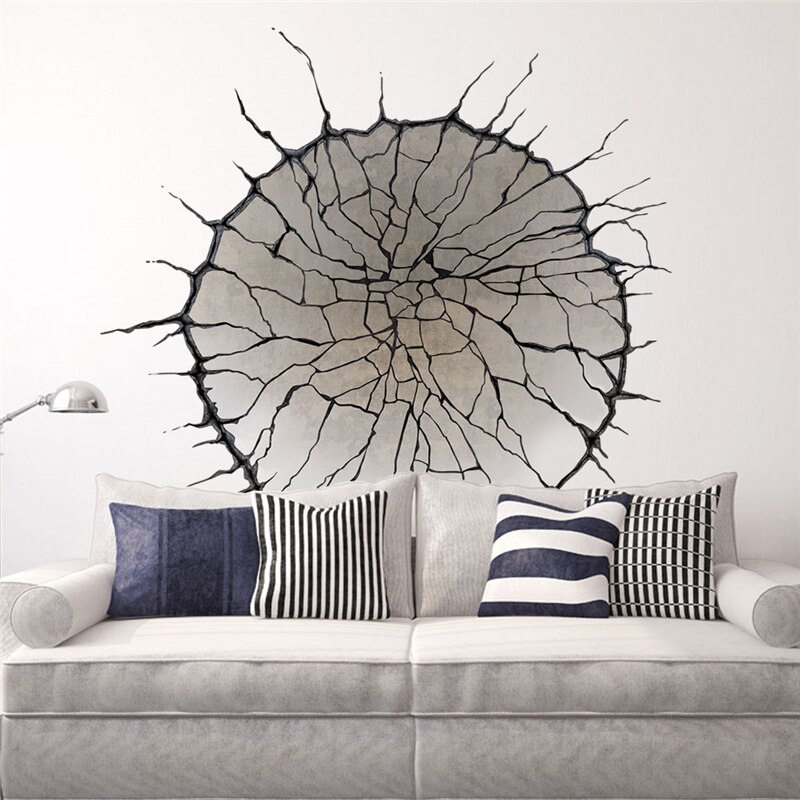 vivid 3D Broken Wall Hole view window home decals wall sticker house living room bedroom lovely decoration washroom kitchen