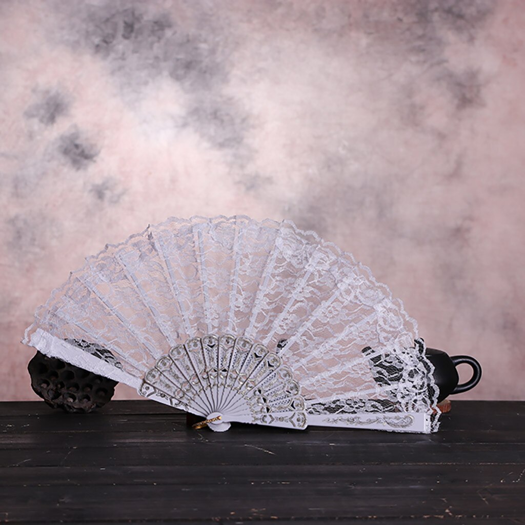 Elegant Lace Folding Fan - Spanish Style Hand Fan With Silk Flower For Wedding, Dance, Party