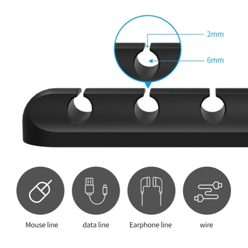 Cable Organizer Silicone USB Cable Winder Desktop Tidy Management Clips Cable Holder for Mouse Headphone Wire Organizer