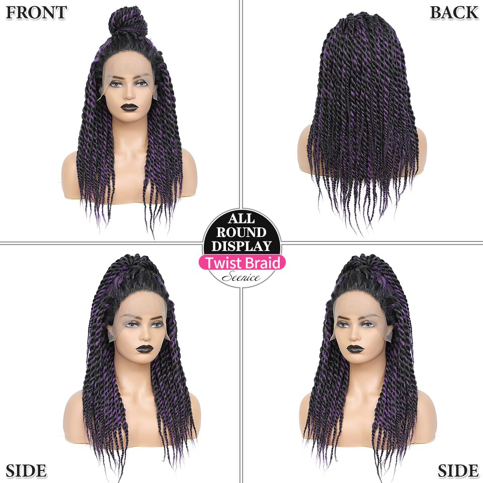 Box Braided Wig Lace Front Braid Wigs African American Synthetic Senegalese Twist Lace Long Straight Hair For Black Women Ombre