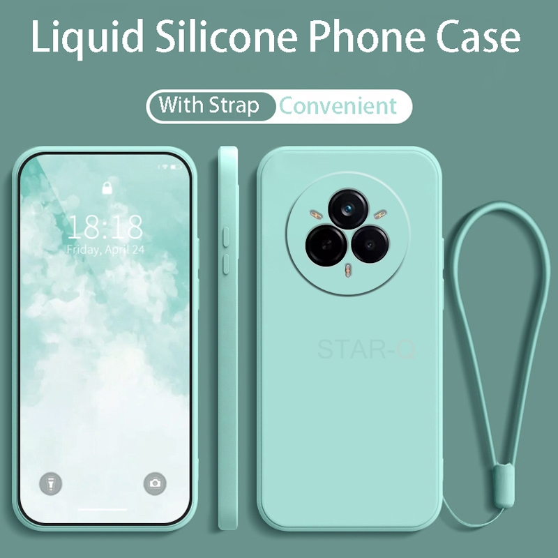 Realme 14 realme 13 realme 12 original strap liquid silicone phone case for oppo realme 14 13 12 11 pro plus lanyard back cover: Eva / Dunkelgrau