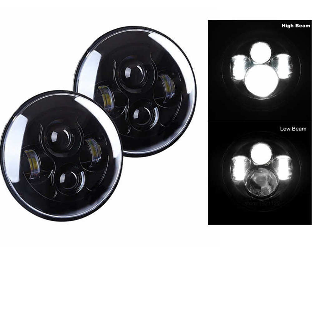 Pour Lada 4x4 urban Niva 7 "LED H4 phare phare avant en métal phares avant garniture de cadre pour LADA NIVA: 40W Black