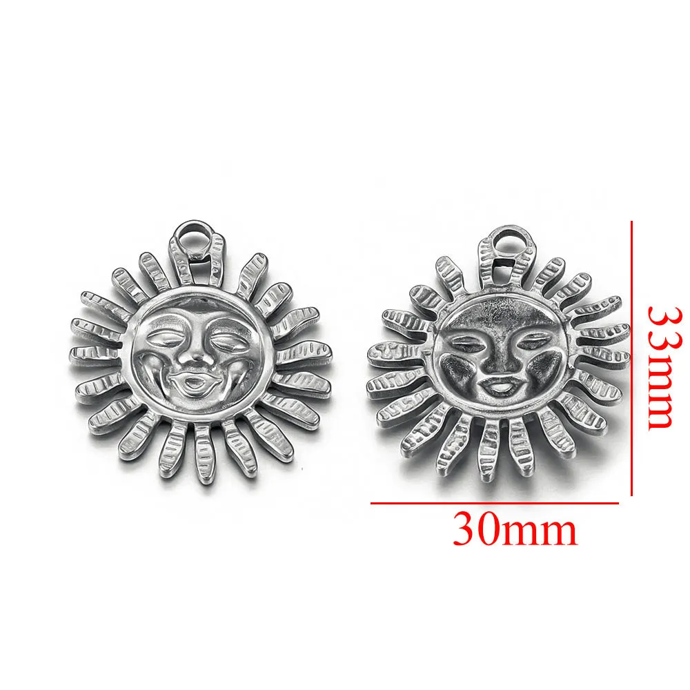 5 uds conectores de dijes de acero inoxidable corazón grande sol chapado en oro DIY collar pendientes joyería de materiales para hacer al por mayor: Rosa