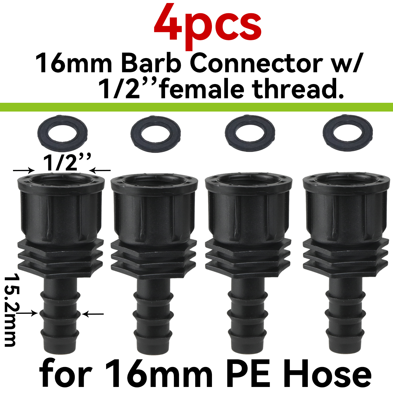 Barb Adapter Tee Elbow 16mm 20mm 25mm PE Hose To 1/2" 3/4" Male Female Thread Connector Garden Drip Irrigation Watering System: WHITE